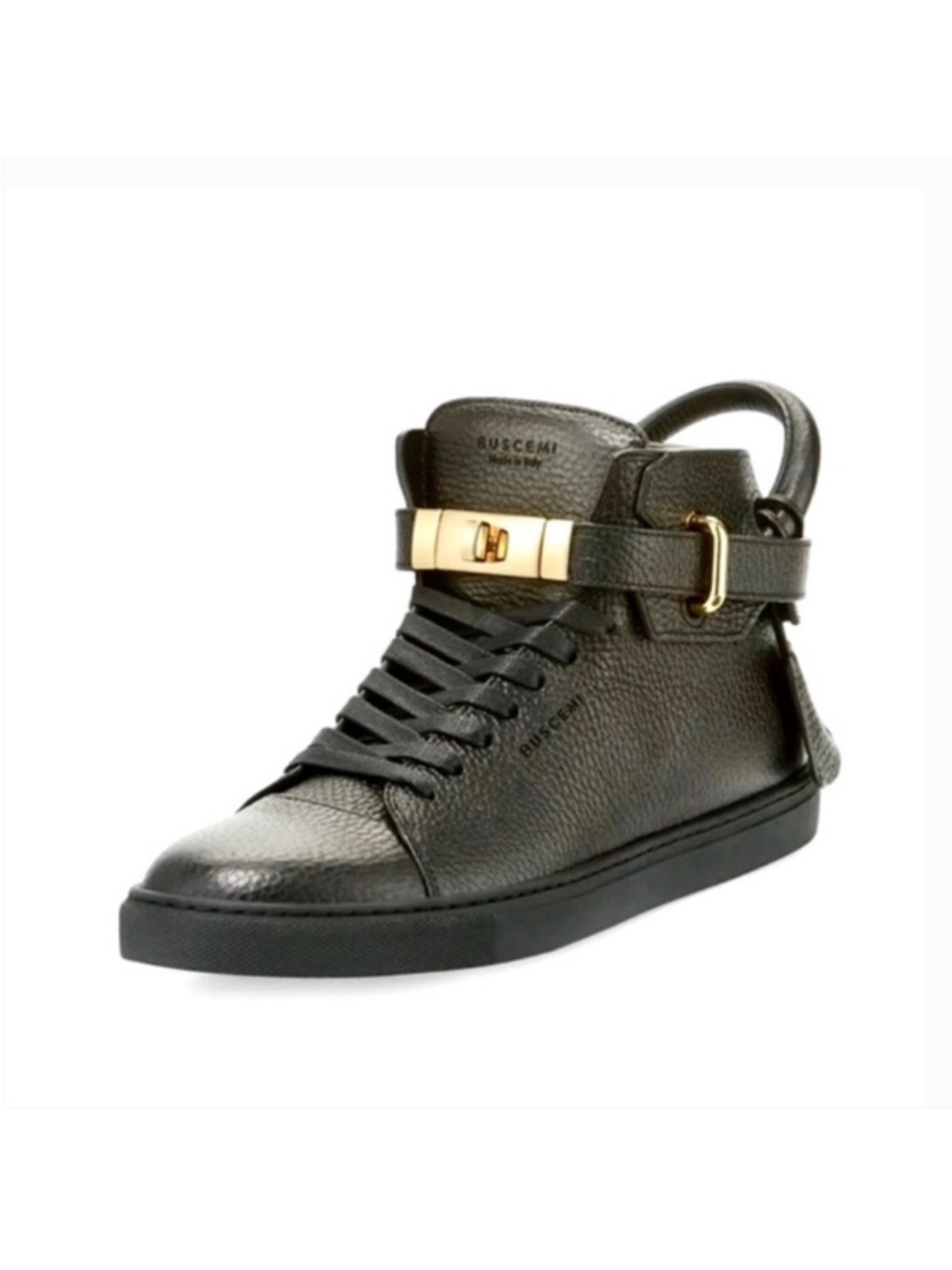 Buscemi Black Leather 100 MM High-Top Wedge Sneakers | 40.5